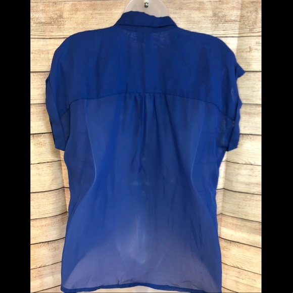 FULL TILT sheer short sleeve button down - Picture 2 of 7